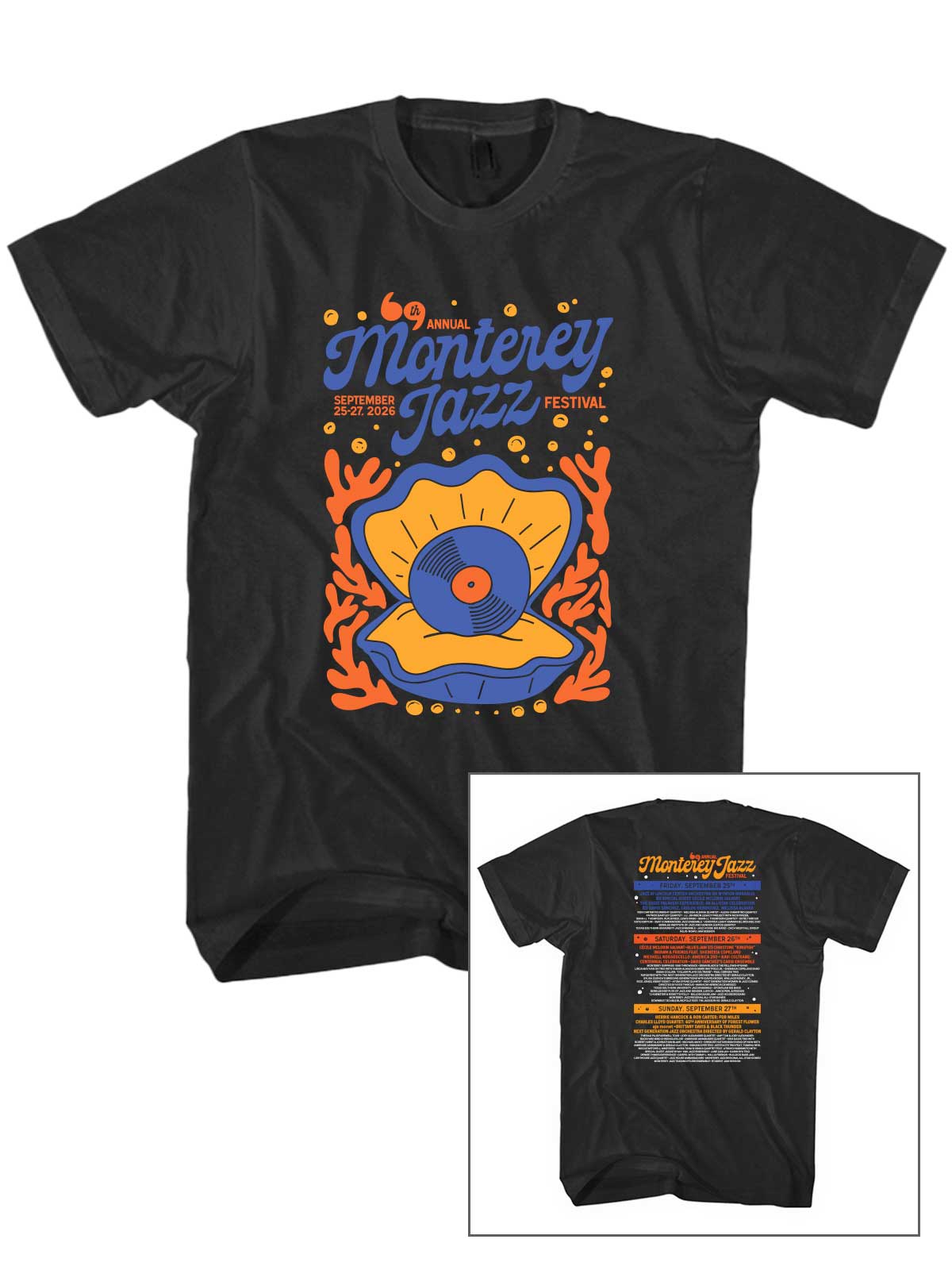2026 Monterey Jazz Festival Logo With Line-Up Black Unisex T-Shirt
