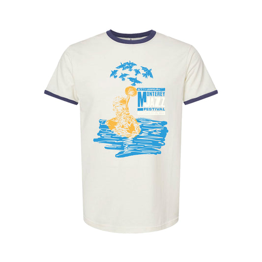 2024 Monterey Jazz Festival "Trumpet" Natural Blue Ringer T-Shirt