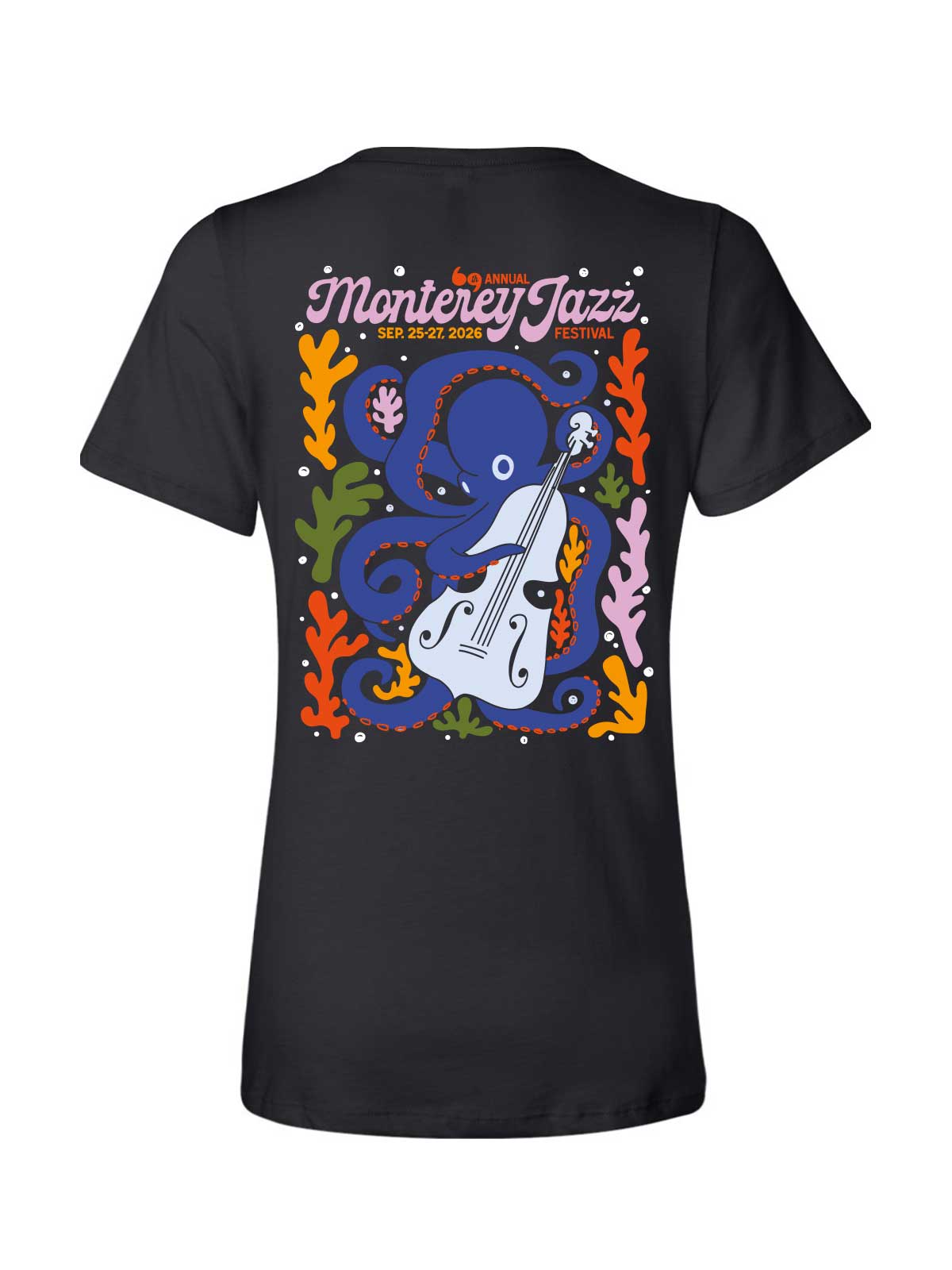 2026 Monterey Jazz Festival Logo Black Ladies V-Neck T-Shirt - Pre-Order