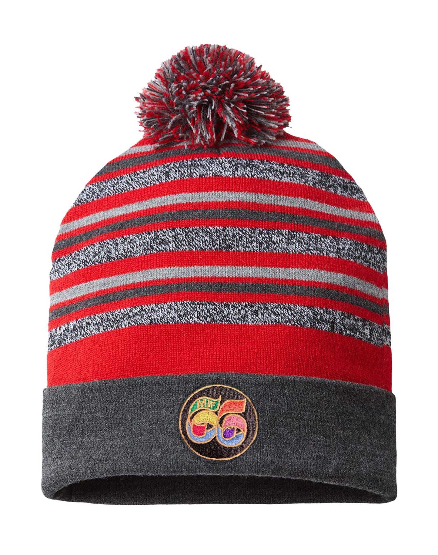 Red and Grey MJF 66 Bobble Hat