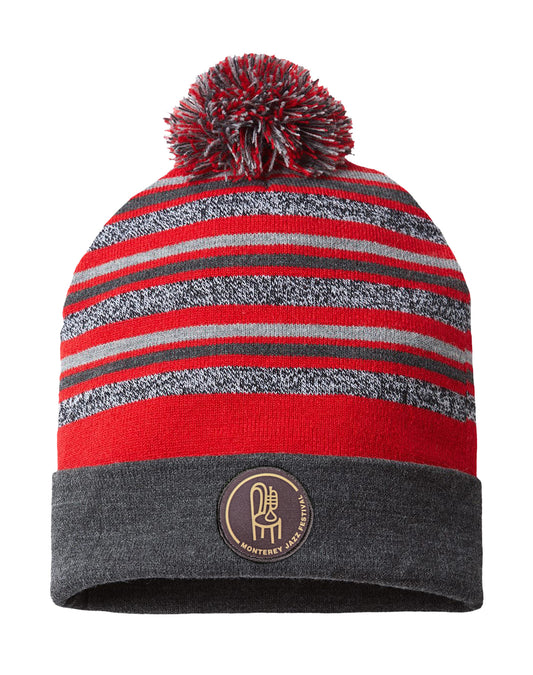 Red and Grey MJF Chair Bobble Hat